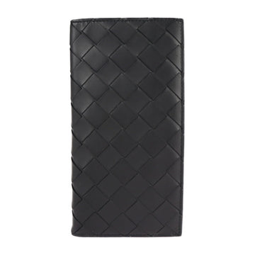 Bottega Veneta intrecciato bi-fold wallet 592780 leather black blue bill compartment long