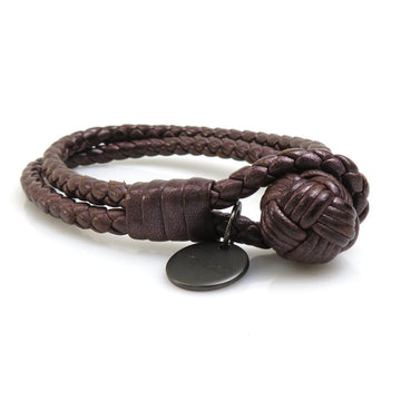 BOTTEGA VENETA Bracelet Intrecciato Leather Metallic Brown Unisex