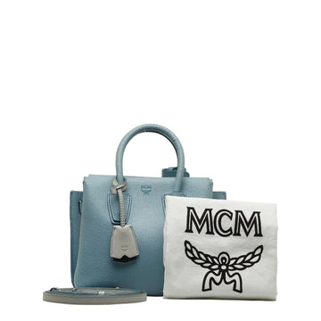 MCM Handbag Shoulder Bag Light Blue Leather Ladies