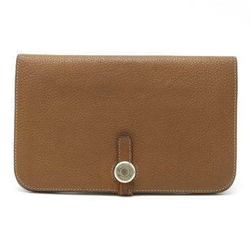 Hermes Dogon GM Bi-Fold Wallet Togo Leather Arzan Brown Dark R Engraved