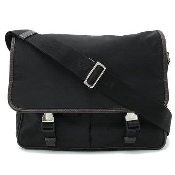 PRADA Jacquard Shoulder Bag Nylon NERO Black Dark Brown VA0768