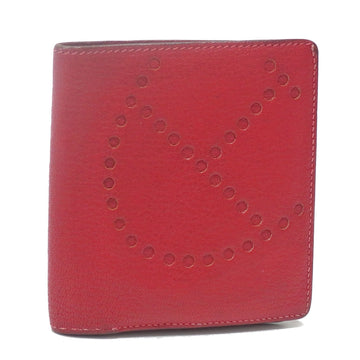Hermes Evelyn Folio Wallet Women's Rouge Kazak Chevre HERMES Leather