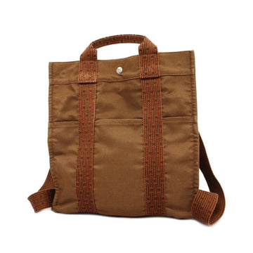 HERMES Rucksack Yale Lined Canvas Brown Silver Hardware Women's