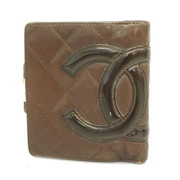 CHANELAuth  Cambon Silver Hardware Women's Leather Wallet [bi-fold] Brown