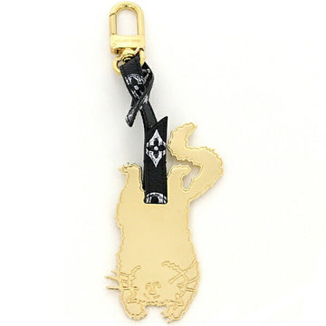LOUIS VUITTON Bijou Sac Catgram Flying Cat Keychain Bag Charm MP2284 Black White Gold Metal Fittings