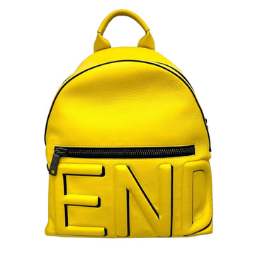 Fendi Backpack Rucksack Bag Logo Leather Yellow 7VZ012 Large Capacity Men's Women's