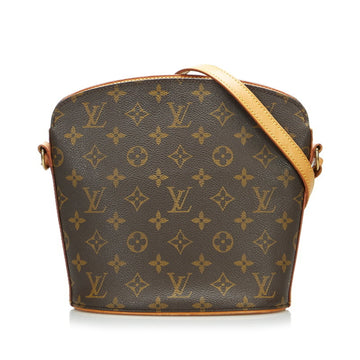 LOUIS VUITTON Monogram Drouot Shoulder Bag M51290 Brown PVC Leather Ladies