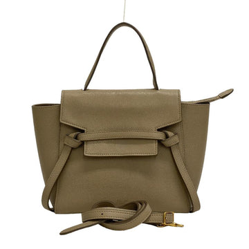 CELINE 2way shoulder bag belt handbag beige ladies