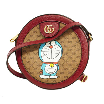 Gucci Micro GG Doraemon Collaboration Women's Shoulder Bag Beige,Red Color