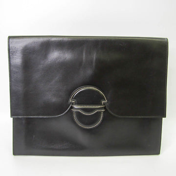 Hermes Faco Unisex Box Calf Leather Clutch Bag Black