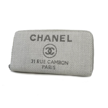 Chanel Deauville Women's Straw Long Wallet (bi-fold) Gray