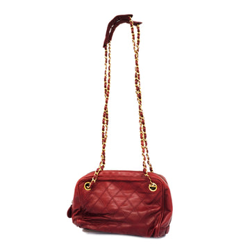 CHANELAuth  Bicolor Chain Shoulder Women's Leather Shoulder Bag Bordeaux