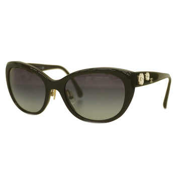 CHANELAuth  Camellia Women's Sunglasses Black Silver metal fittings 5187-H