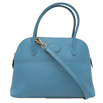 HERMES Bolide Women's Epsom Leather Handbag Blue