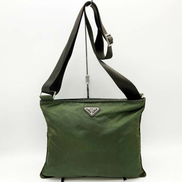 PRADA Shoulder Bag Crossbody Nylon Triangle Logo Khaki Green Ladies Men's Fashion USED