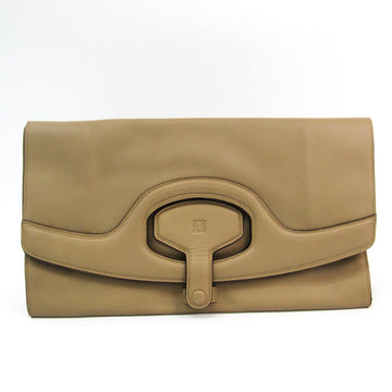 LOEWE Unisex Leather Clutch Bag Beige