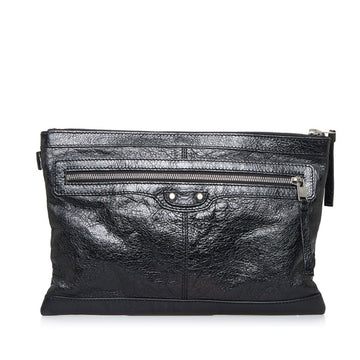 BALENCIAGA clutch bag second 273022 black leather ladies