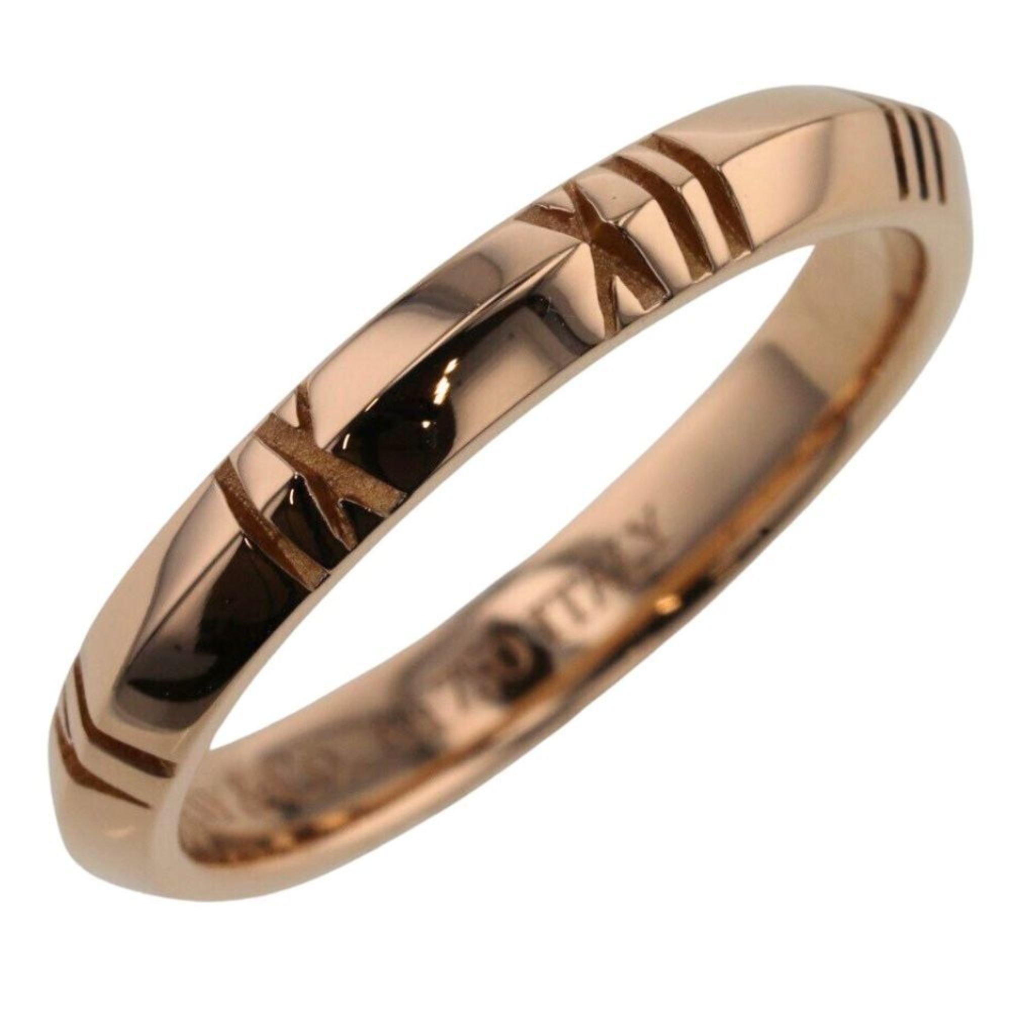 TIFFANY & CO. Atlas Pierced Diamond 18k Rose Gold Band Ring Size 53
