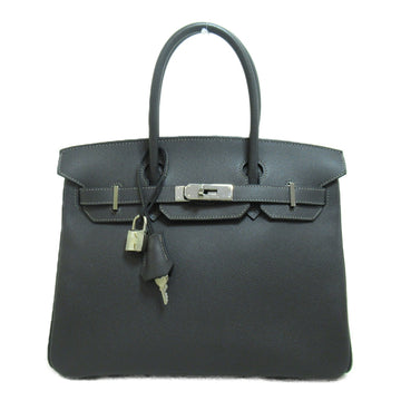 HERMES birkin 30 ethane handbag Gray Etain leather Epsom