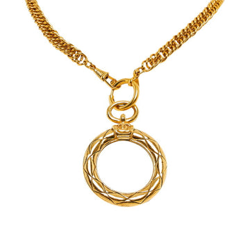 CHANEL Chanel Necklace Loupe Coco Mark Long Double Chain Gold Authentic
