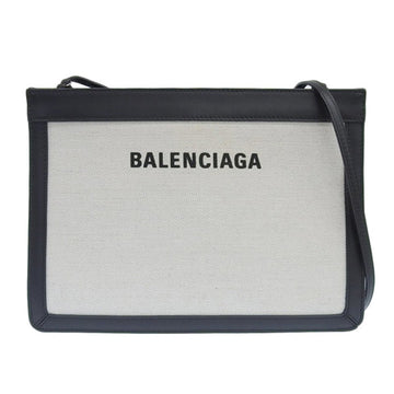 Balenciaga Canvas Leather Navy Pochette Shoulder Bag 339937 White/Black