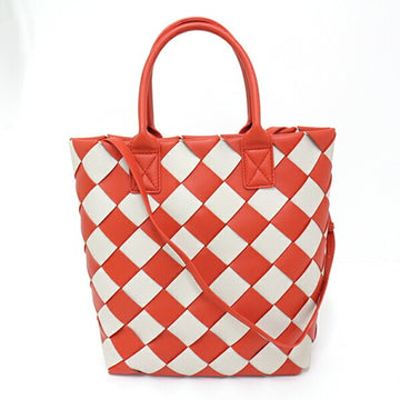 BOTTEGA VENETA bag tote intrecciato lamb leather red / white 570800 shoulder bicolor mini wallet