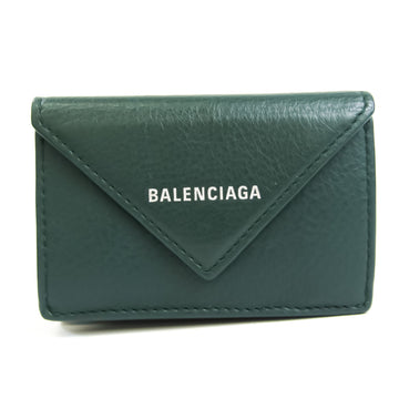 Balenciaga 391446 Unisex Leather Wallet (tri-fold) Green