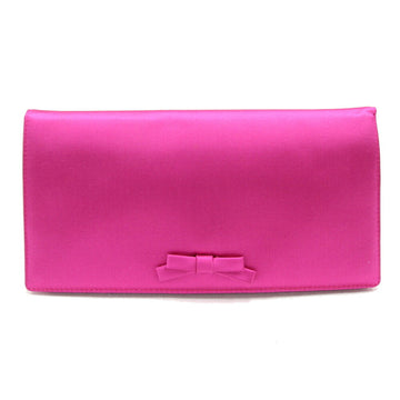 BOTTEGA VENETA Clutch Bag FE 9032 Pink Satin Pouch Ribbon Women's