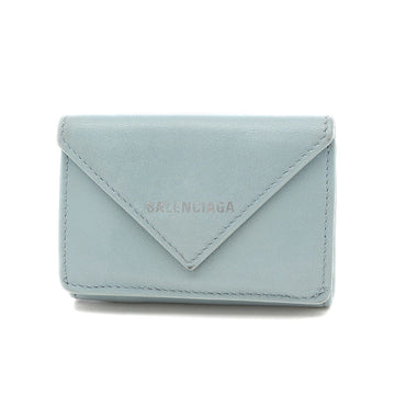 Balenciaga Paper Mini Wallet Tri-Fold Leather Light Blue 391446