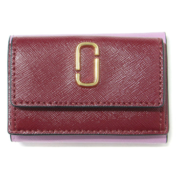 MARC JACOBS Wallet Trifold Mini The Snapshot Bicolor Saffiano Leather Bordeaux Pink Beige Cute