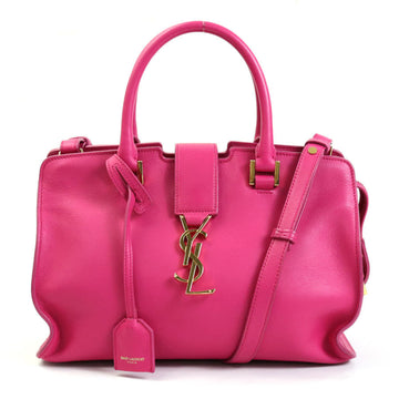 SAINT LAURENT Handbag Crossbody Shoulder Bag Baby Kabas Leather Pink Gold Women's