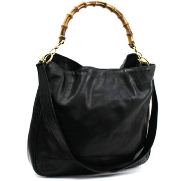 Gucci Bamboo Handbag Tote Bag Shoulder Leather Black GUCCI 001 1998 1577 Ladies