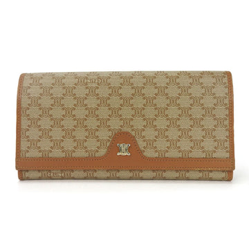CELINE Bifold Long Wallet Macadam Leather PVC Beige Accessories Ladies long wallet beige