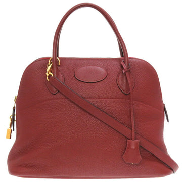HERMES Bolide 31 Handbag Taurillon Clemence Rouge Ash L Engraved Red