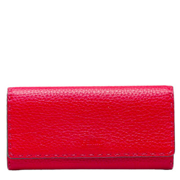 FENDI Selleria Long Wallet Flap Bifold 8M0384 Pink Leather Women's