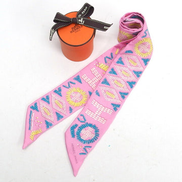 HERMES Twilly Kelly Amperle pink scarf