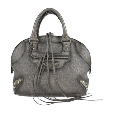 BALENCIAGA classic bowling handbag 319371 leather gray 2WAY shoulder bag tote