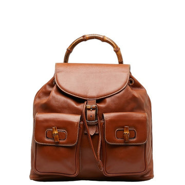 GUCCI Bamboo Rucksack Backpack 1998 Brown Leather Women's