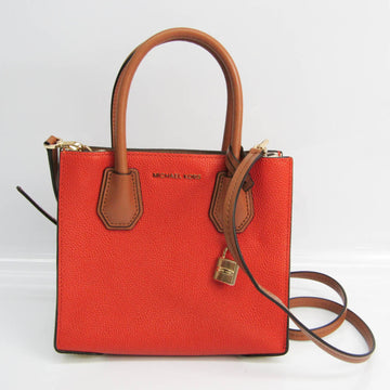 MICHAEL KORS MERCER 30S7GM9M2L Women's Leather Handbag,Shoulder Bag Brown,Dark Orange,Off-white