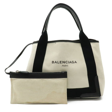 BALENCIAGA Bag navy cover S tote bag handbag canvas leather natural black 339933