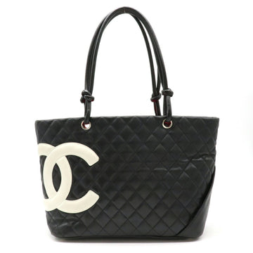 Chanel Cambon Line Coco Mark Large Tote Shoulder Bag Soft Calf Black White A25169