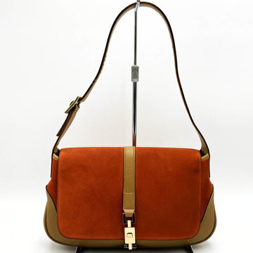 GUCCI Jackie Shoulder Bag Orange Beige Suede Leather Ladies Fashion 001・3824 USED