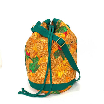 HERMES Bag Shape Shoulder Multicolor Orange Green Crossbody Ladies Cotton Canvas