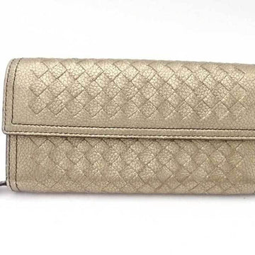 BOTTEGA VENETA BOTTEGAVENETA long wallet intrecciato leather gold unisex