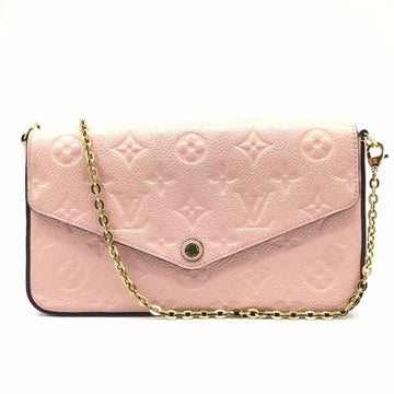 LOUIS VUITTON Monogram Implant Pochette Felicie M67856 Chain Wallet Bag Pink G Hardware Gold Rose Ballerine Women's