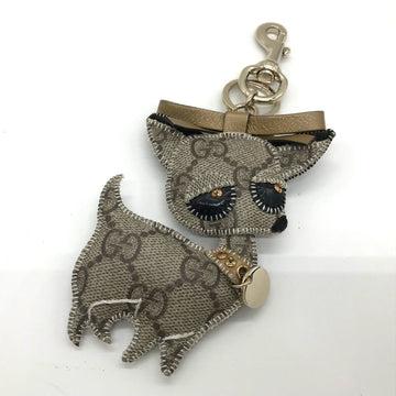 GUCCIori Chihuahua Keychain Bag Charm GG Supreme Canvas Ladies Beige