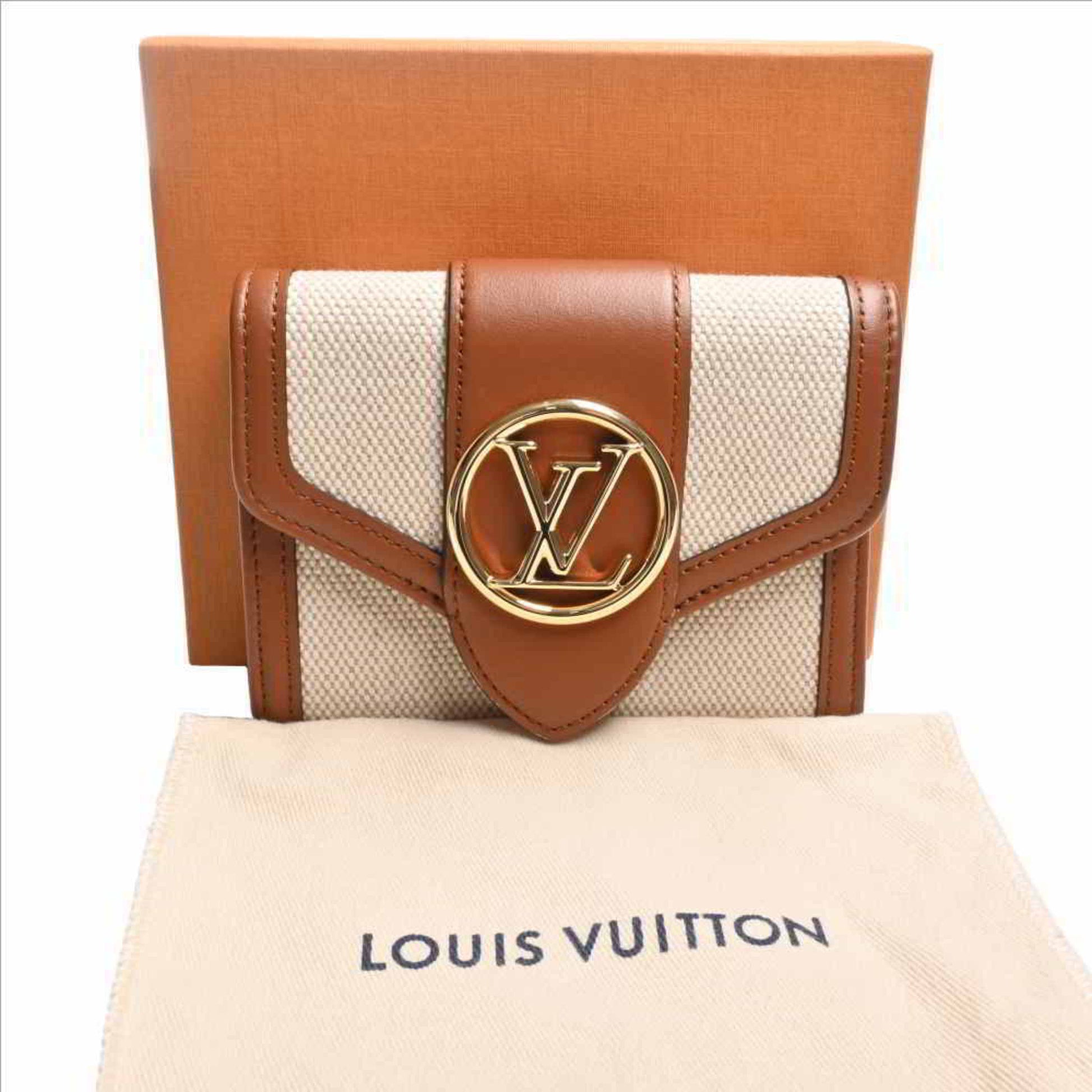 LOUIS VUITTON Louis Vuitton Canvas Leather Portefeuille LV Pont Neuf Trifold  Wallet M81393 Brown/Beige