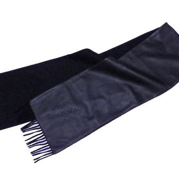 LOEWE shawl stole scarf anagram black leather x cashmere ladies
