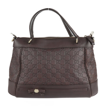 Gucci Mayfair Shima Handbag 269894 Leather Dark Brown 2WAY Shoulder Bag Tote Shopping Ribbon GG Logo