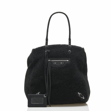 BALENCIAGA mouton handbag tote bag black leather ladies